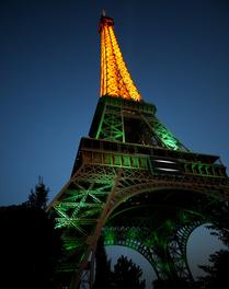 The Eiffel Tower Glowing Shortly After Sunset