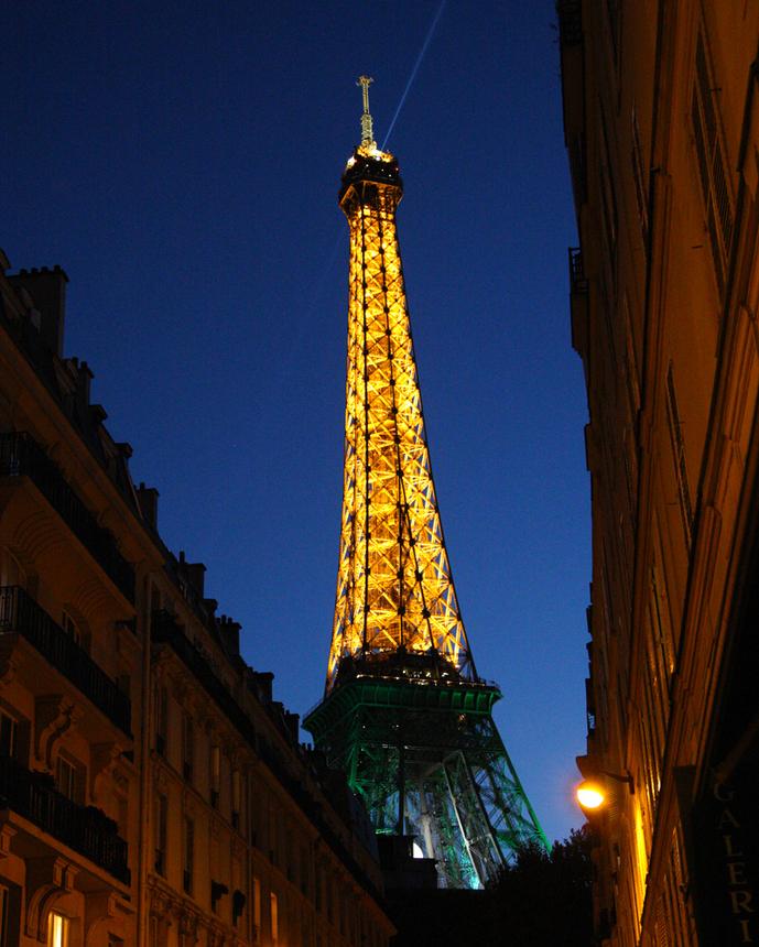 The Eiffel Tower as Seen From a Quiet Parisian Street