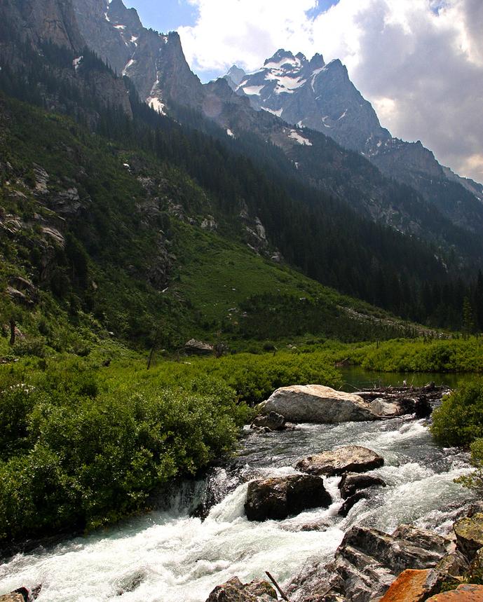 Water Cascading Through the Tetons